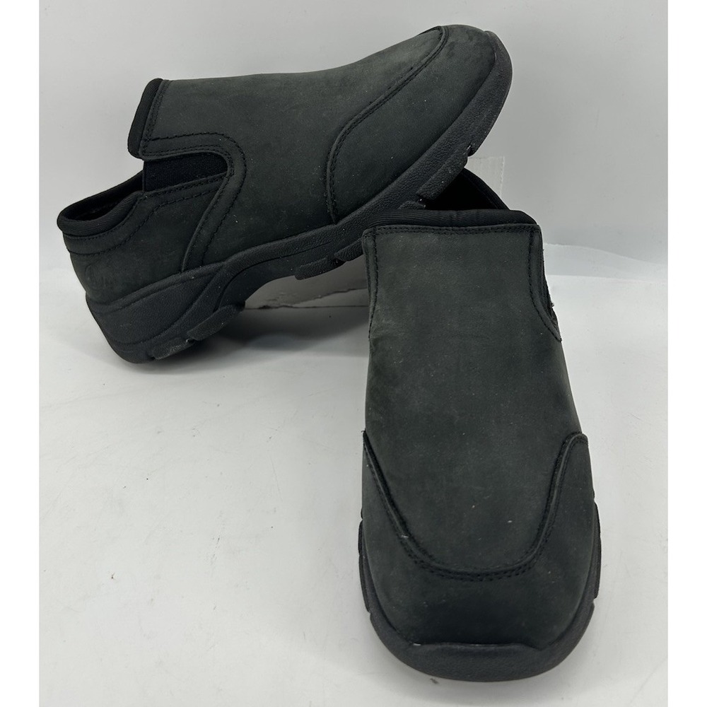 Land End All Weather Moc Slip On Black Leather Shoes Women's Size 7B